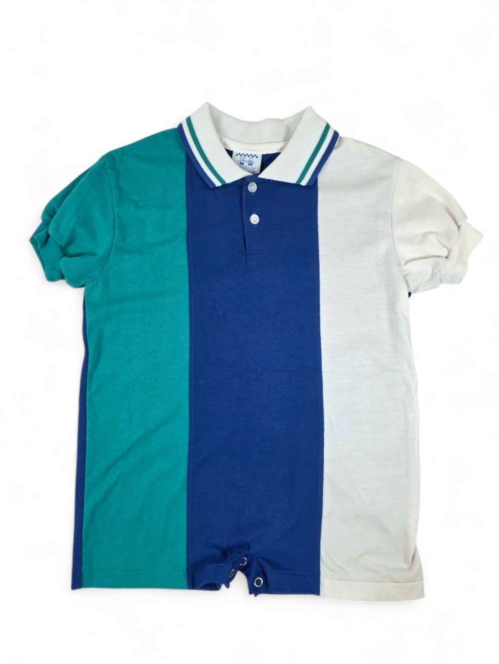 Vintage Kelly’s Kids Colorblock Polo Romper Boys Size 3 USA Made Vintage 80s/90s